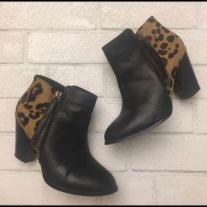 Aldo leather and animal print boots size 6